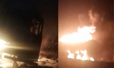 केमिकल से भरा टैंकर जला, ड्राइवर और खलासी ने कूदकर बचाई जान